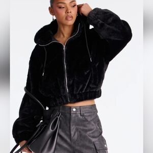 Black Faux Fur Women's Jacket